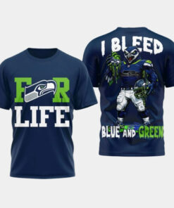 Seattle Seahawks For Life I Bleed Blue And Green Shirt