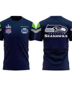 Seattle Seahawks Super Bowl LX America 250 and Celebrating 50 Seasons T-Shirt