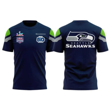 Seattle Seahawks Super Bowl LX America 250 and Celebrating 50 Seasons T-Shirt