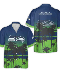 Seattle Seahawks With Palm Trees Hawaiian Shirt