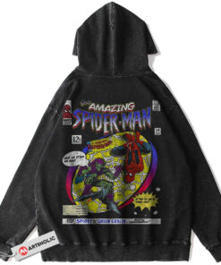 Spider-Man Marvel Anime Vintage Washed Hoodie