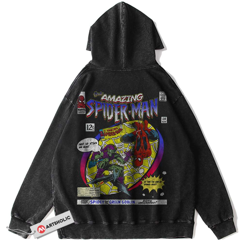 Spider-Man Marvel Anime Vintage Washed Hoodie Spider-Man Marvel Anime Vintage Washed Hoodie