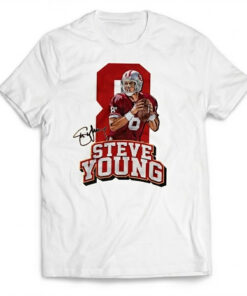 Steve Young 8 San Francisco 49ers Football Signature T-Shirt