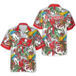 Tampa Bay Buccaneers With Tropical Parrots And Leaves Hawaiian Shirt