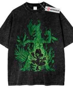 Treecko and Sceptile Pokemon Washed T-Shirt