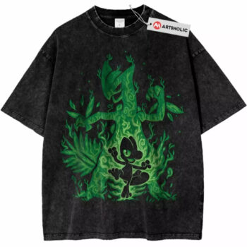 Treecko and Sceptile Pokemon Washed T-Shirt