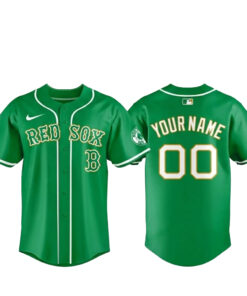 Custom Name and Number Boston Red Sox St. Patrick Day 2026 Baseball Jersey