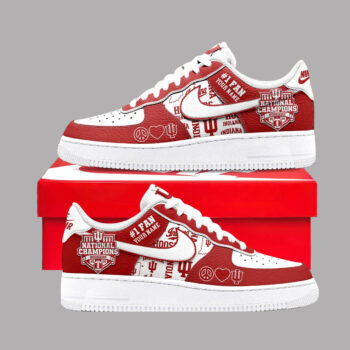 Custom Name Indiana Hoosiers National Champions 2026 Air Force 1 Shoes Sneakers