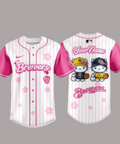 Custom Name Milwaukee Brewers x Hello Kitty Night 2026 Baseball Jersey