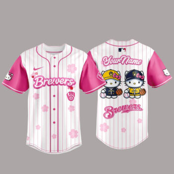Custom Name Milwaukee Brewers x Hello Kitty Night 2026 Baseball Jersey