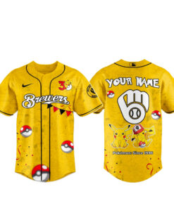 Custom Name Milwaukee Brewers x Pokemon 30th Anniversary Baseball Jersey