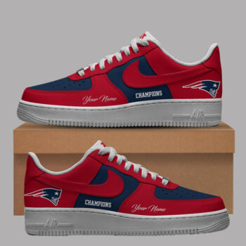 Custom Name New England Patriots 2025 AFC Conference Champions Air Force 1 Shoes Sneakers