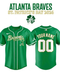 Custom Name and Number Atlanta Braves 2026 St Patrick Day Baseball Jersey