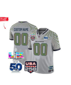 Custom Name and Number Seattle Seahawks Super Bowl LX USA 250Th Football Jersey