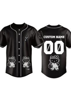 Custom Name and Numer San Antonio Spurs x Hello Kitty Night 2026 Baseball Jersey