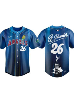 Custom Number Los Angeles Angels Salvadoran Heritage Day 2026 Baseball Jersey