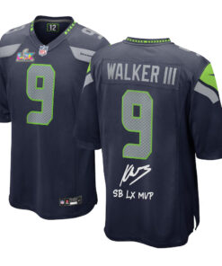 Kenneth Walker III Seattle Seahawks Super Bowl LX Champions College Navy with "SB LX MVP" Inscription Football Jersey