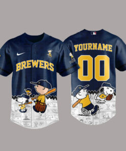 Milwaukee Brewers x Peanuts Night 2026 Personalized Name and Number Baseball Jersey