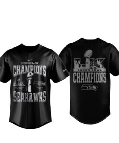 Seattle Seahawks 2025 Super Bowl LX Champions Monochrome Baseball Jersey