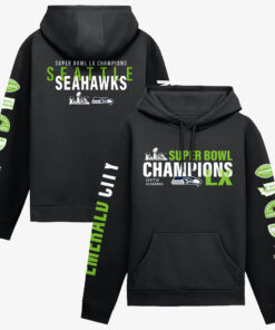 Seattle Seahawks Black Super Bowl LX Champions Hoodie