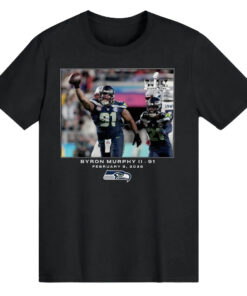 Seattle Seahawks Byron Murphy II Black Super Bowl LX T-Shirt