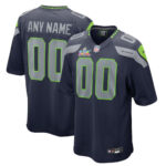 Seattle Seahawks Custom Name and Number Navy Super Bowl LX Patch Game Football Jersey