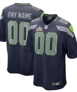Seattle Seahawks Custom Name and Number Navy Super Bowl LX Patch Game Football Jersey