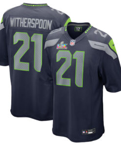Seattle Seahawks Devon Witherspoon Navy Super Bowl LX Patch Game Football Jersey