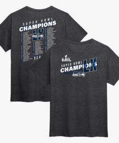 Seattle Seahawks Heather Charcoal Super Bowl LX Champions Best Teammates Roster T-Shirt