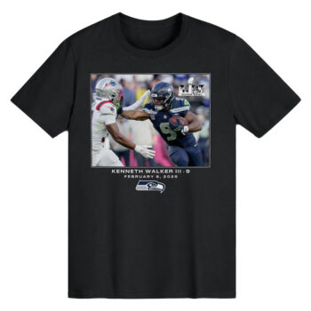 Seattle Seahawks Kenneth Walker III Black Super Bowl LX T-Shirt