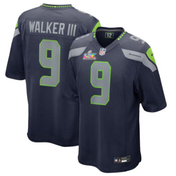 Seattle Seahawks Kenneth Walker III Navy Super Bowl LX Patch Game Football Jersey