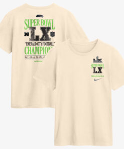 Seattle Seahawks Super Bowl LX Champions Emerald City Football T-Shirt