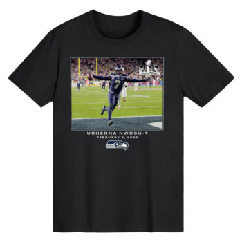 Seattle Seahawks Uchenna Nwosu Black Super Bowl LX T-Shirt