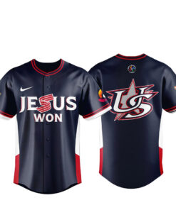 Team USA x Jesus Won 2026 World Baseball Classic Navy Baseball Jersey