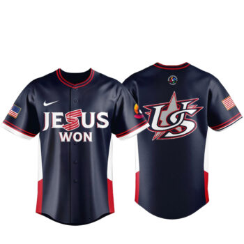 Team USA x Jesus Won 2026 World Baseball Classic Navy Baseball Jersey