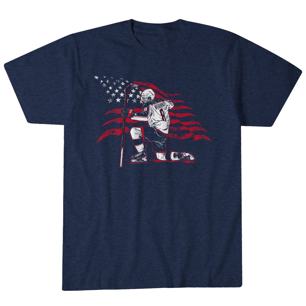 Zach-Werenski-Stars-Stripes-Superstar-Pose-T-Shirt.jpg Zach Werenski Stars & Stripes Superstar Pose T-Shirt