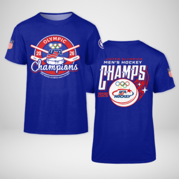 USA Hockey Men Olympic Champions 2026 Blue Shirt