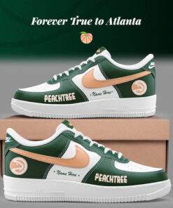 Atlanta Hawks Basketball City Custom Name Peachtree Air Force 1 Shoes Sneakers Version 2