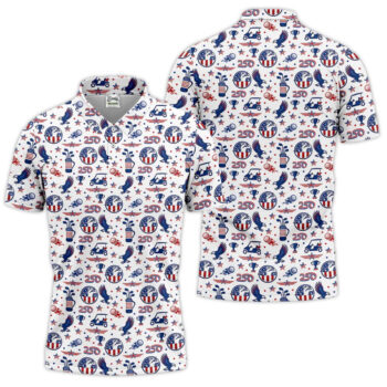 Bald Eagle American Flag 250th Anniversary Polo Shirt
