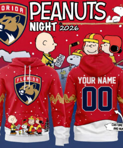 Custom Name And Number Florida Panthers x Peanuts Night 2026 Hoodie