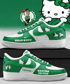 Custom Name Boston Celtics x Hello Kitty Night 2026 Air Force 1 Shoes Sneakers
