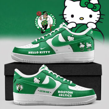 Custom Name Boston Celtics x Hello Kitty Night 2026 Air Force 1 Shoes Sneakers