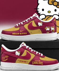 Custom Name Cleveland Cavaliers x Hello Kitty Night 2026 Air Force 1 Shoes Sneakers