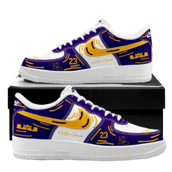 Custom Name Los Angeles Lakers x LeBron James 2026 Air Force 1 Shoes Sneakers Version 1