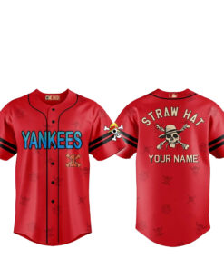 Custom Name New York Yankees One Piece 2 Live Action Luffy Neighbours Baseball Jersey