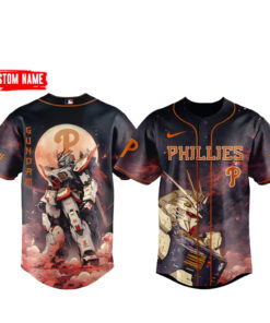Custom Name Philadelphia Phillies x Gundam Baseball Jersey