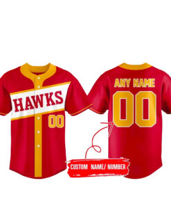 Custom Name and Nubmer Atlanta Hawks Baseball Jersey