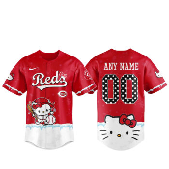 Custom Name and Number Cincinnati Reds x Hello Kitty Night 2026 Baseball Jersey