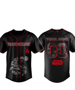 Custom Name and Number Los Angeles Dodgers x Star Wars Dark Force Baseball Jersey