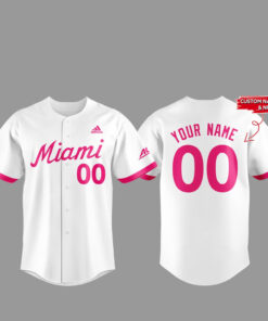 Custom Name and Number Miami Hurricanes Baseball Fight Against Cancer 2026 Baseball Jersey